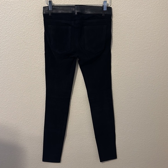 VINCE MIXED MEDIA BLACK LEATHER SUEDE SKINNY PANTS - Picture 3 of 8